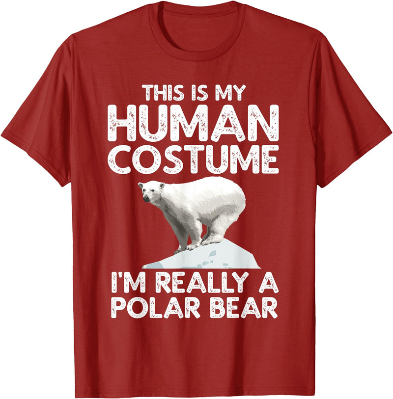 Polar Bear Gift Polar Bear Accessories & Stuff Cool Polar Bear for Men Women Human Costume Animal Halloween T-Shirt - Cranberry Red