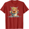 KAEDAM Gifts: Highland Cows Cute Baby Highland Cow Calf Love Spring Pastel Novelty T-Shirt - Cranberry Red