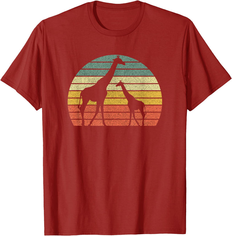 Funny Retro Clothing Vintage Men Women Gifts Retro Giraffe Vintage Design Animal Africa Zoo Giraffes T-Shirt - Cranberry Red