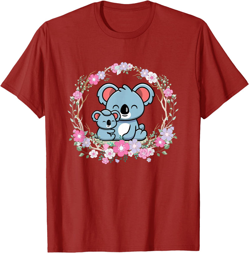 Cute Koala Mama Bear and Baby Mothers Day Apparel Mother's Day koala Mom and Baby Koala T-Shirt - Cranberry Red