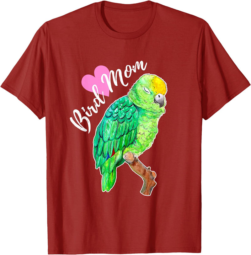 Parrot and Pet Bird Owners Amazon Parrot Lover Bird Mom Watercolor T-Shirt - Cranberry Red