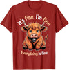 Cow Farming Animals Western Cow Cattle Rancher It's Fine Farm Farmer Scottish Highland Cows T-Shirt - Cranberry Red
