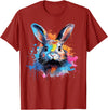 Colorful Cute Netherland Dwarf Rabbit Lover Splash Art T-Shirt in Cranberry Red