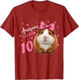 Funny Guinea Pig Birthday Party Girls 10 Years Old Guinea Pig Birthday for Girls 10th Bday T-Shirt - Cranberry Red