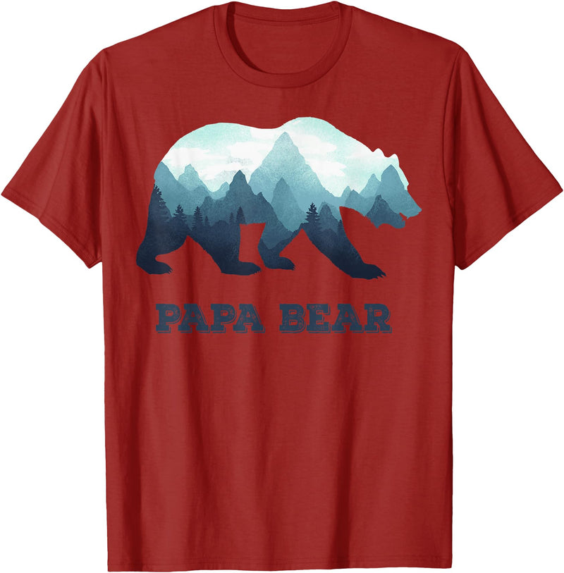 Dramabite Papa Bear Wildlife Father's Day Gift for Dad, Daddy or Dada T-Shirt - Cranberry Red