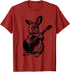 Bunny Playing Acoustic Guitar Easter Rabbit Women, Men, Kids T-Shirt in Cranberry Red