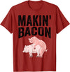 Cute Smoked Pork Lover Adult Humor Joke Designs Funny Making Bacon Gift For Men Women Cool Pig Bacon Joke T-Shirt - Cranberry Red