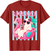 Funny Summerween Ghost Summer Halloween Vacation Summerween Funny Ghost Halloween Summer Floating in Flamingo T-Shirt -
