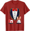 Magician Tuxedo with Cards and Rabbit T-Shirt in Cranberry Red