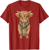 Farmer Cute Women Highland Cow Shirts Cozy Fall Autumn Highland Cow T-Shirt - Cranberry Red