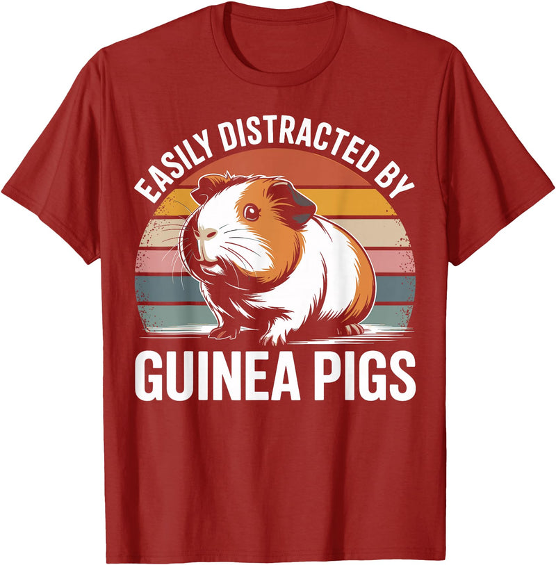 Funny Guinea Pigs Birthday and Deco Designs Easily Distracted By Guinea Pigs Funny Lover T-Shirt - Cranberry Red