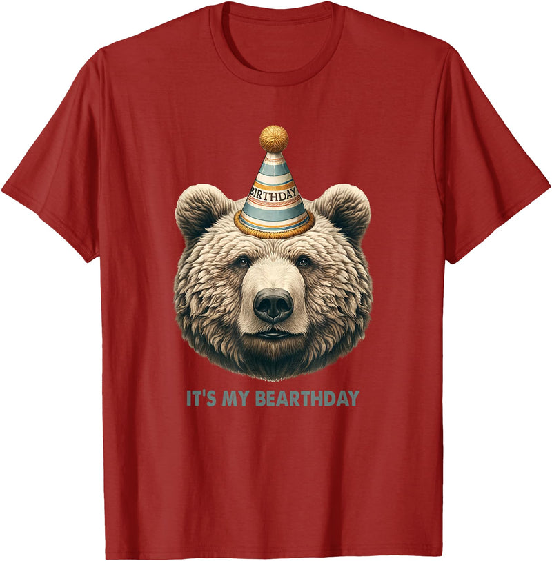 Love bears bear mom bear dad Funny Hiking Camping Birthday It's My Birthday Cute Grizzly T-Shirt - Cranberry Red