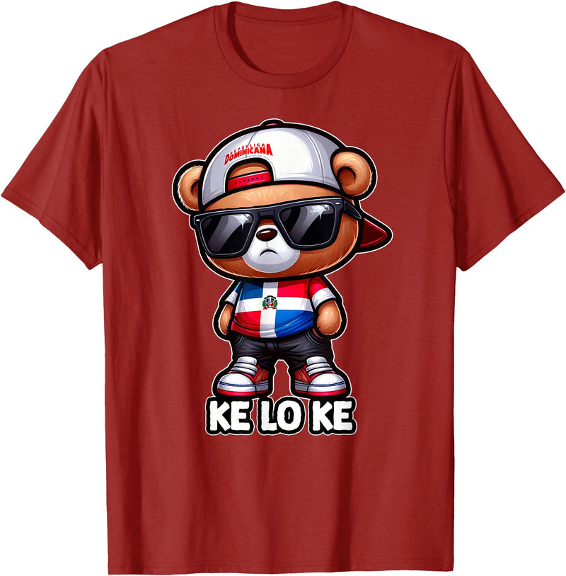 KLK Teddy bear que lo que Dominican flag shirt DIMELO KE LO KE Dominican Republic Flag Republica Dominicana T-Shirt - Cranberry Red