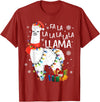 Funny Fa La La Llama Christmas Shirt FA La La Llama Christmas Funny Lllama Lover Xmas Pajamas T-Shirt - Cranberry Red