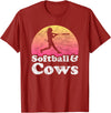 Softball and Cows Apparel Co Softball and Cows Women or Girls Cow T-Shirt - Cranberry Red