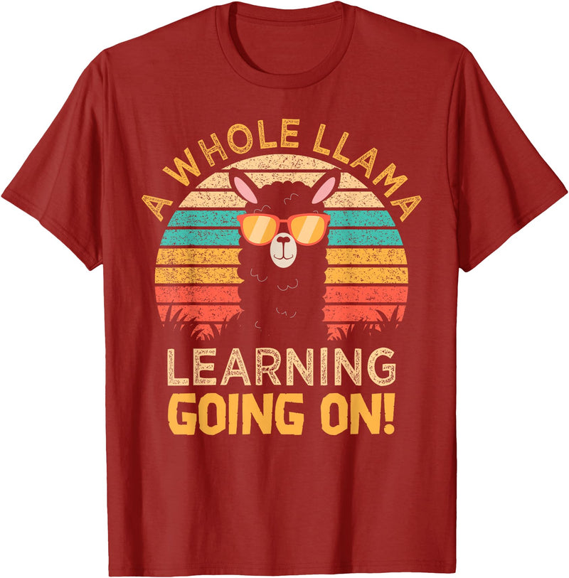 Students & Teachers Designs. A Whole Llama Learning Going on! Students and Teachers T-Shirt - Cranberry Red