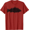 Salmon Fishing Apparel Co. King Salmon Forest Silhouette Pacific Northwest Chinook T-Shirt - Cranberry Red