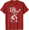 Funny Guitar Lion Lovers Costume for Guitarist Rock n Roll Lion Playing Guitar Funny Men Women Lion T-Shirt - Cranberry Red