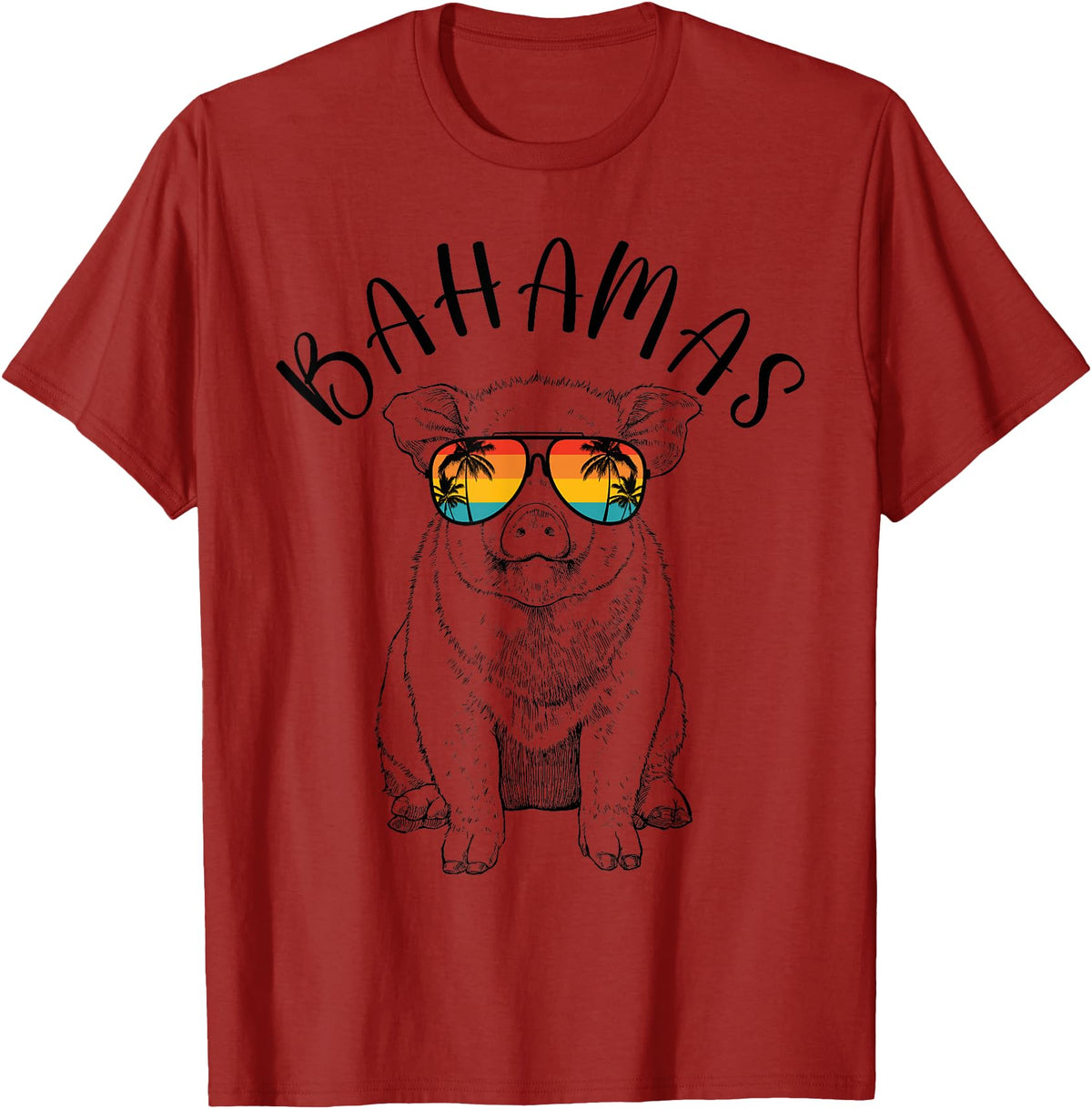 Funny Swimming Pigs It's Better in the Bahamas Bahamas Pig Bahamas Souvenir Family Vacation Trip T-Shirt - Cranberry Red