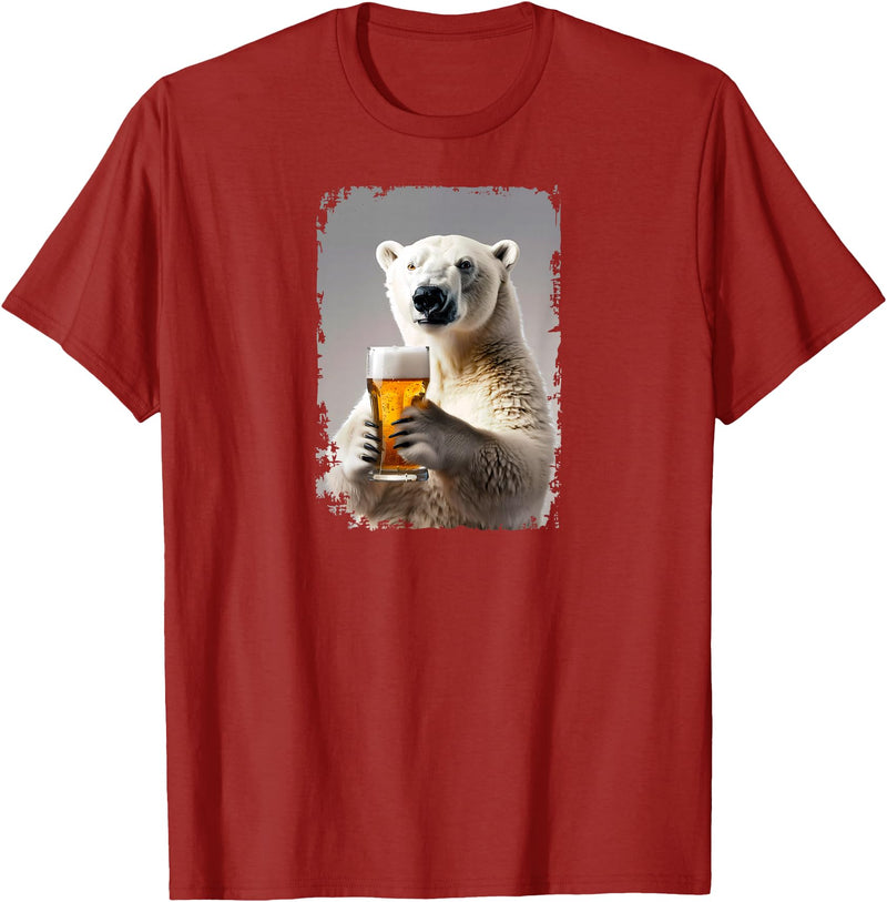 Polar bear Beer Design Polar bear Beer T-Shirt - Cranberry Red