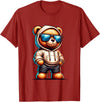 Rappers Aesthetic Urban Teddy Bear Graphic Hip Hop Teddy Bear Graphic Bears Cool Hip Hop Streetwear Colorful T-Shirt - Cranberry Red