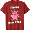 Funny New Year Outfit & New Year Gift Happy New Year Piggy Pig New Year Eve T-Shirt - Cranberry Red