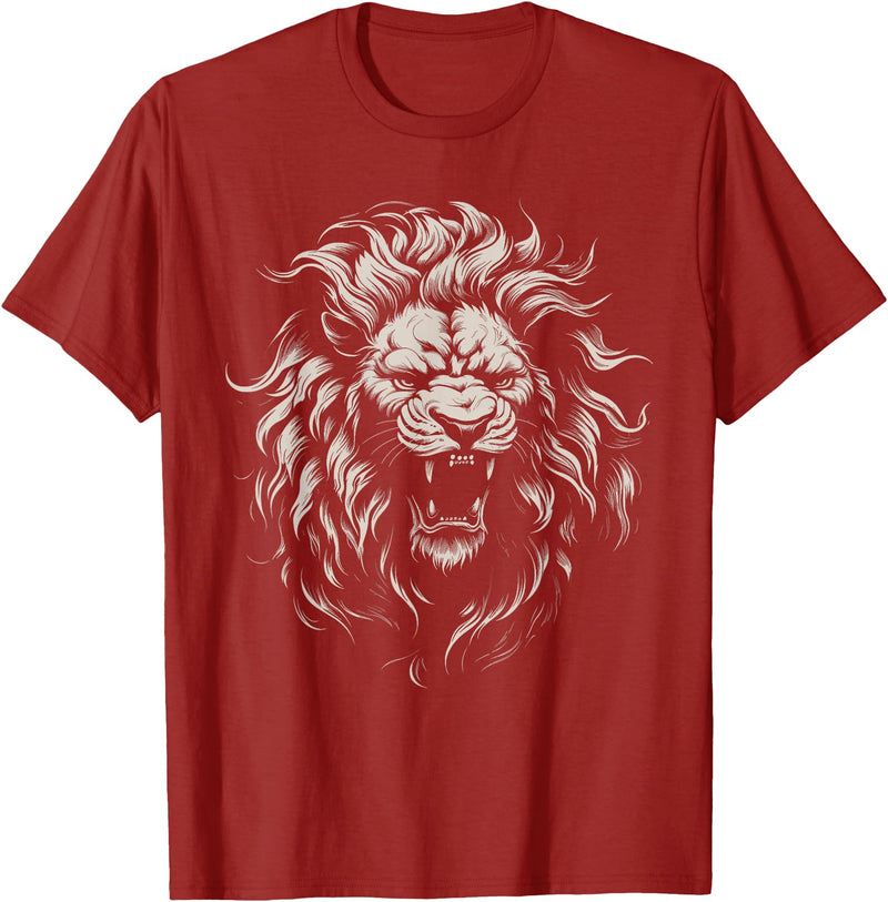 black animals art Lion Roar Head Art face for Lovers Lions King African Animal T-Shirt - Cranberry Red