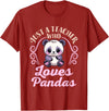Cute Teacher Panda Bear Animal Lover Gifts Just a Teacher Who Loves Pandas Panda Lover Back to School T-Shirt - Cranberry Red
