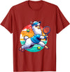 Funny Cute Animals Playing Tennis Apparel Llama Playing Tennis in Front of a Sunset T-Shirt - Cranberry Red