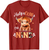 Highland Cow Print 9 Year Old Birthday Gift Holy Cow Im Nine Scottish Highland Cow Print 9th Birthday T-Shirt - Cranberry Red