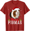 Funny Guinea Pigs Lover T-Shirts Gifts Cute Merry Pigmas Face Mask Funny Guinea Pig Christmas Santa Xmas T-Shirt - Cranberry Red