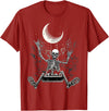 Skeleton Love Halloween Moon Skeleton Rock On Hand Spooky Halloween Rock Concerts T-Shirt - Cranberry Red