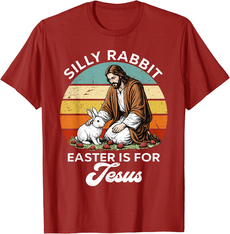 Silly Rabbit Easter Is for Jesus Easter Day Christian Bunny T-Shirt in Cranberry Red