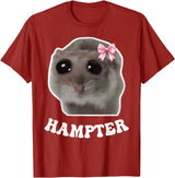 Hampter Sad Hamster Meme Hamster Lover Oddly Specific Memes T-Shirt - Cranberry Red