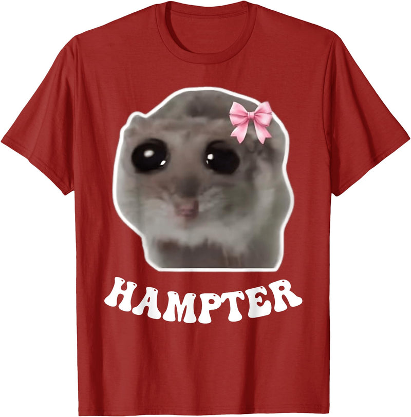 Hampter Sad Hamster Meme Hamster Lover Oddly Specific Memes T-Shirt - Cranberry Red