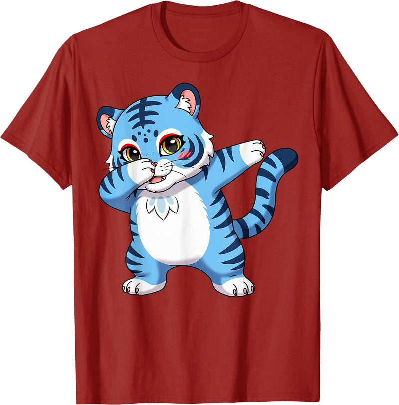 generic Funny Cartoon Korean Tiger for Youth Toddler Kids Boys Girls T-Shirt - Cranberry Red
