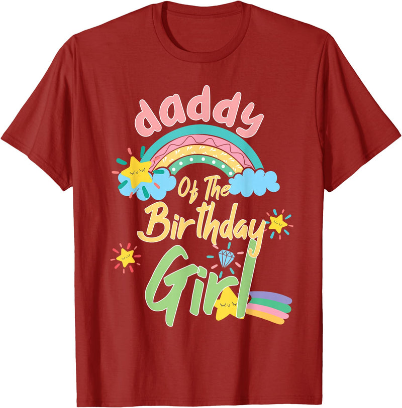 Birthday Girl Rainbow Matching Family Daddy Of The Birthday Girl Llama Matching Family T-Shirt - Cranberry Red