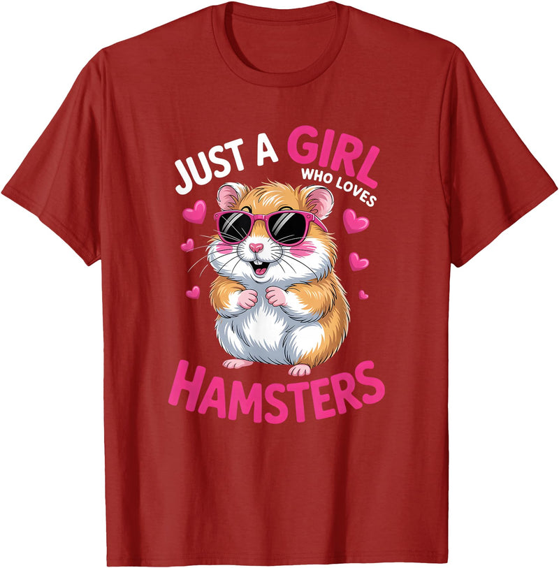 Girls Hamster T-Shirt - Cranberry Red