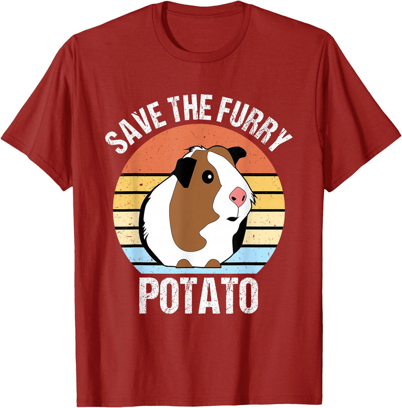 Vintage Guinea Pig Shirts and Gifts Save The Furry Potato Funny Guinea Pig T-Shirt - Cranberry Red