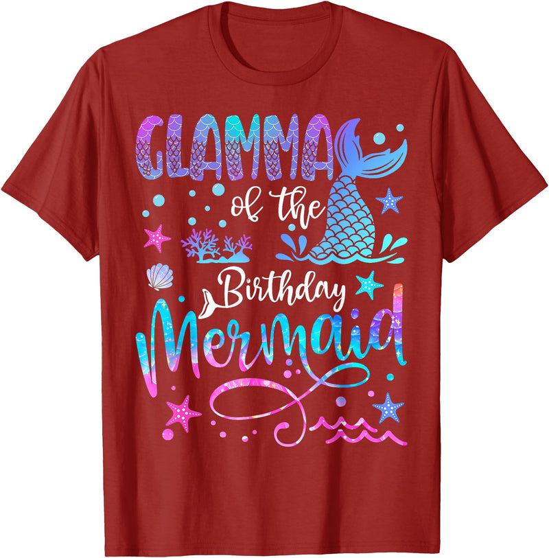 Birthday Mermaid Matching Family Tees Glamma of The Birthday Mermaid Matching 1St Birthday Girl T-Shirt - Cranberry Red