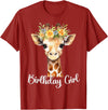 Zoo Animal Matching Birthday Girl Party Outfits Giraffe Birthday Girl Outfit for Wife Zoo Birthday Party T-Shirt - Cranberry Red