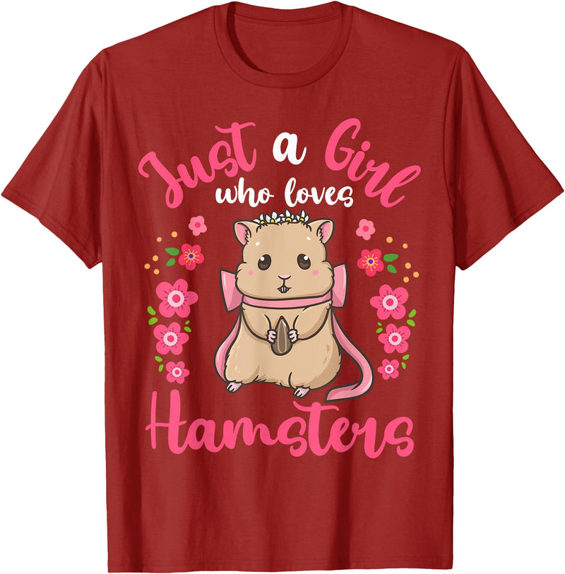 Hamster Just a Girl Who Loves Hamsters T-Shirt - Cranberry Red