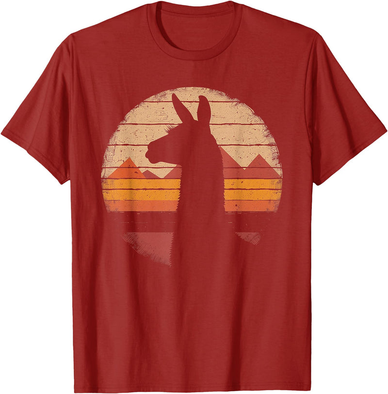Llama Alpaca - Retro 70s 80s - Birthday Llama Alpaca - Retro 70s 80s Graphic Vintage Men Women T-Shirt - Cranberry Red
