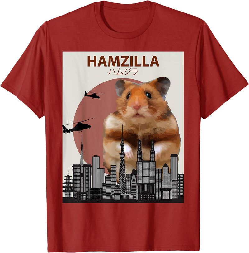 Funny Hamster T-Shirt Hamzilla- Cute Gift for Hamster Lovers T-Shirt - Cranberry Red
