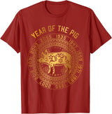 Chinese Zodiac Lunar New Year Astrology Horoscope Chinese New Year Of Pig Chinese Zodiac Year 2031 T-Shirt - Cranberry Red