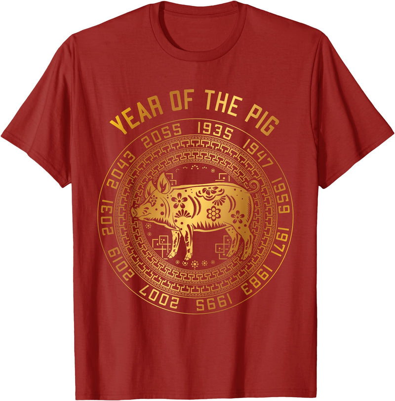 Chinese Zodiac Lunar New Year Astrology Horoscope Chinese New Year Of Pig Chinese Zodiac Year 2031 T-Shirt - Cranberry Red