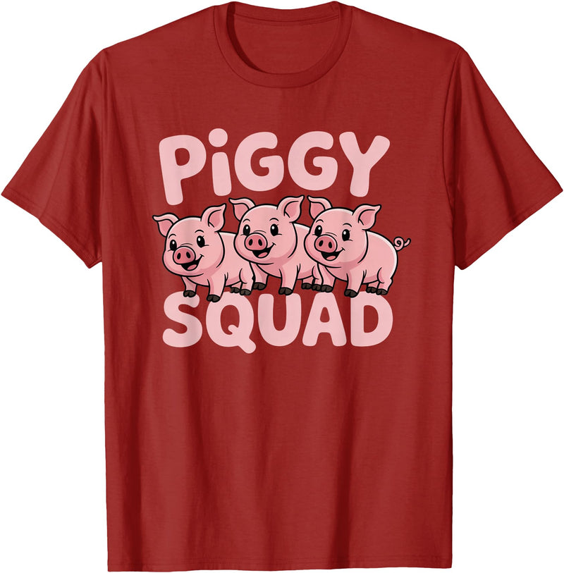Piggy Squad - Matching Outfit Pig Lover Design T-Shirt - Cranberry Red
