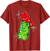 Urban Empyre Gummy Bear Candy Red Green T-Shirt - Cranberry Red