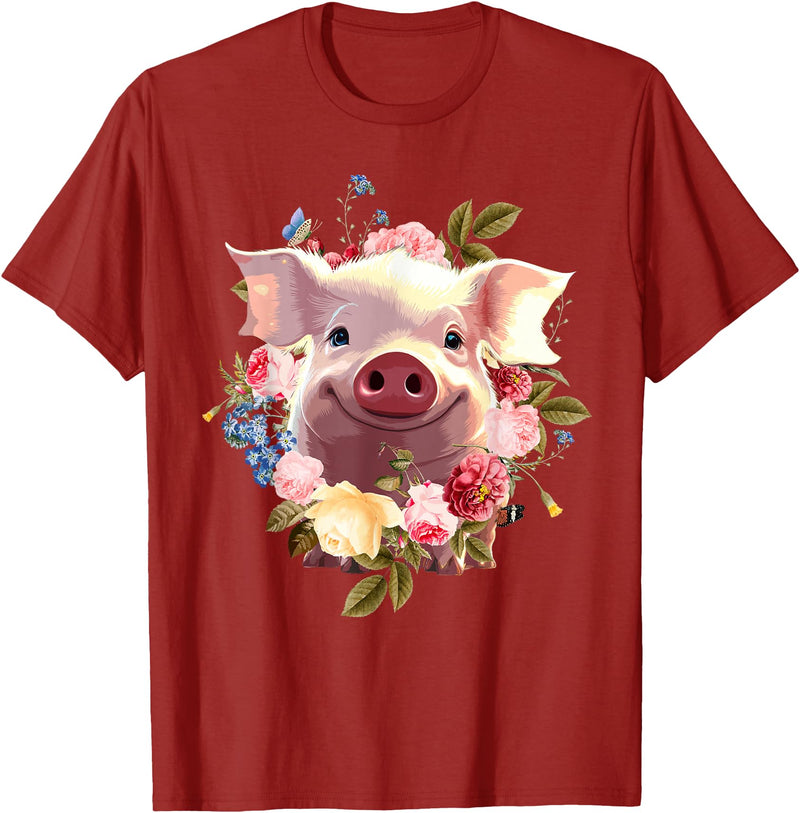Pig Gift Pig Lover Stuff & Pig Novelty Accessories Cute Pig Lover Art For Women Girls Unique Piggy Pig Related T-Shirt - Cranberry Red