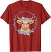Unique Highland Cow Gifts Girls Cute Baby Highland Cow Design Purple Flowers Farm Toddler T-Shirt - Cranberry Red